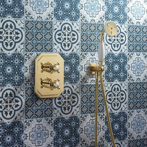 Example image of Crosswater Belgravia Crossbox 3 Outlet Shower Valve (Unlacquered Brass).