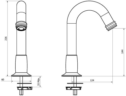 Technical image of Crosswater Belgravia 2 x Sensor Deck Mounted Basin Taps (Nickel).