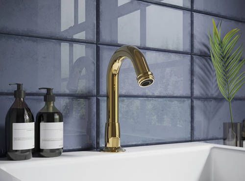 Example image of Crosswater Belgravia 2 x Sensor Deck Mounted Basin Tap (Unlacquered Brass).