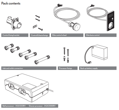 Technical image of Crosswater Elite Digital Showers Brooklands Digital Shower Pack (Black).