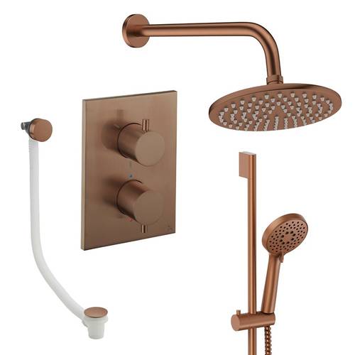 Larger image of Crosswater MPRO Crossbox Shower Set 10 200mm Head & Wall Arm (Brushed Bronze).