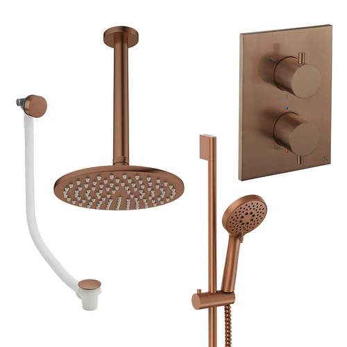 Larger image of Crosswater MPRO Crossbox Shower Set 10 200mm Head & Ceiling Arm (Brushed Bronze).