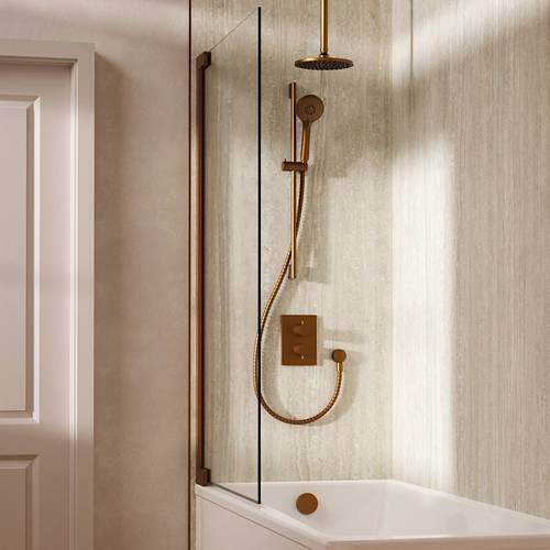 Example image of Crosswater MPRO Crossbox Shower Set 10 200mm Head & Ceiling Arm (Brushed Bronze).
