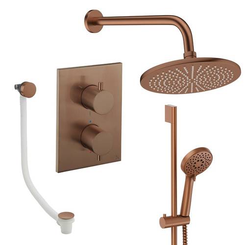 Larger image of Crosswater MPRO Crossbox Shower Set 10 300mm Head & Wall Arm (Brushed Bronze).
