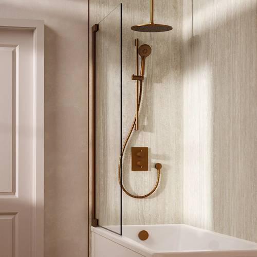 Example image of Crosswater MPRO Crossbox Shower Set 10 300mm Head & Ceiling Arm (Brushed Bronze).