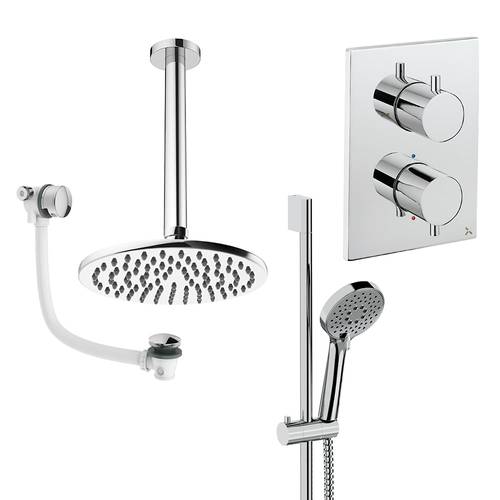Larger image of Crosswater MPRO Crossbox Shower Set 10 200mm Head & Ceiling Arm (Chrome).