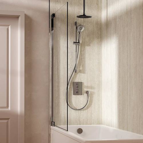 Example image of Crosswater MPRO Crossbox Shower Set 10 200mm Head & Ceiling Arm (Chrome).