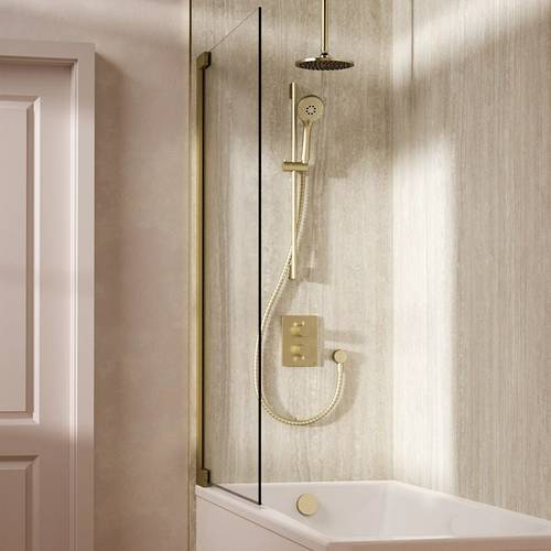 Example image of Crosswater MPRO Crossbox Shower Set 10 200mm Head & Ceiling Arm (Brushed Brass).
