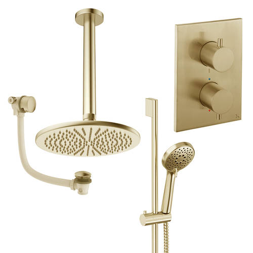 Larger image of Crosswater MPRO Crossbox Shower Set 10 300mm Head & Ceiling Arm (Brushed Brass).