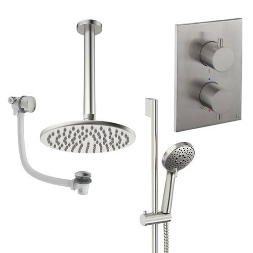 Larger image of Crosswater MPRO Crossbox Shower Set 10 200mm Head & Ceiling Arm (Brushed Nickel).