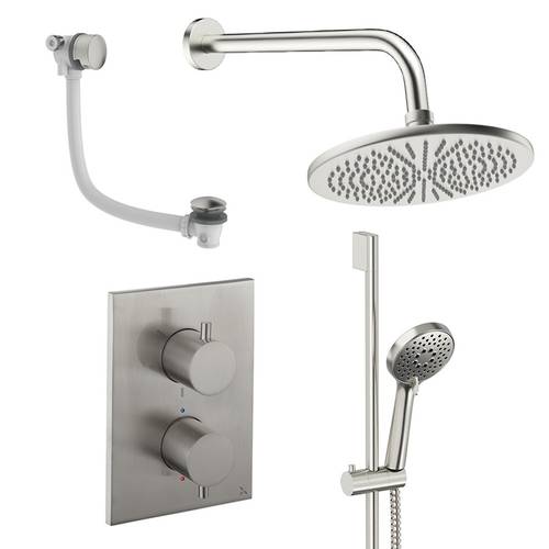 Larger image of Crosswater MPRO Crossbox Shower Set 10 300mm Head & Wall Arm (Brushed Nickel).