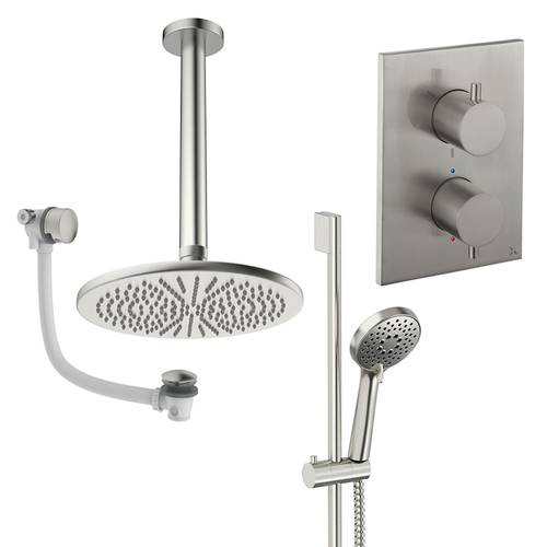 Larger image of Crosswater MPRO Crossbox Shower Set 10 300mm Head & Ceiling Arm (Brushed Nickel).