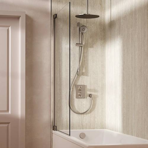 Example image of Crosswater MPRO Crossbox Shower Set 10 300mm Head & Ceiling Arm (Brushed Nickel).