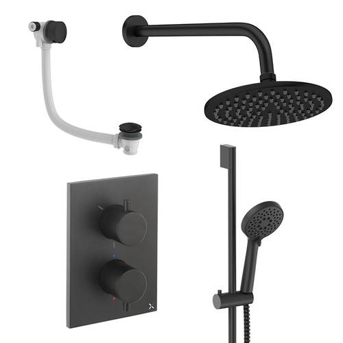 Larger image of Crosswater MPRO Crossbox Shower Set 10 200mm (Matt Black).