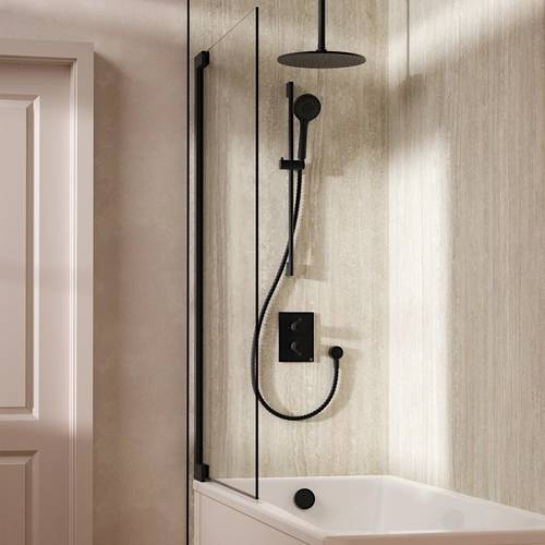 Example image of Crosswater MPRO Crossbox Shower Set 10 300mm Head & Ceiling Arm (Matt Black).