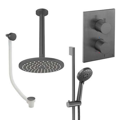 Larger image of Crosswater MPRO Crossbox Shower Set 10 200mm Head & Ceiling Arm (Slate).