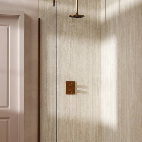 Example image of Crosswater MPRO Crossbox Shower Set 1 200mm Head & Ceiling Arm (Brushed Bronze).