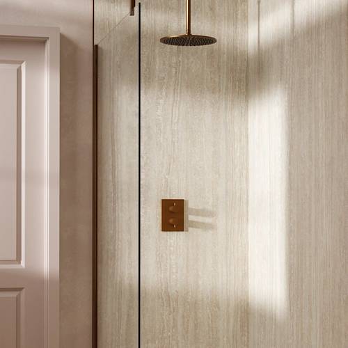 Example image of Crosswater MPRO Crossbox Shower Set 1 300mm Head & Ceiling Arm (Brushed Bronze).