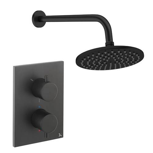 Larger image of Crosswater MPRO Crossbox Shower Set 1 200mm (Matt Black).