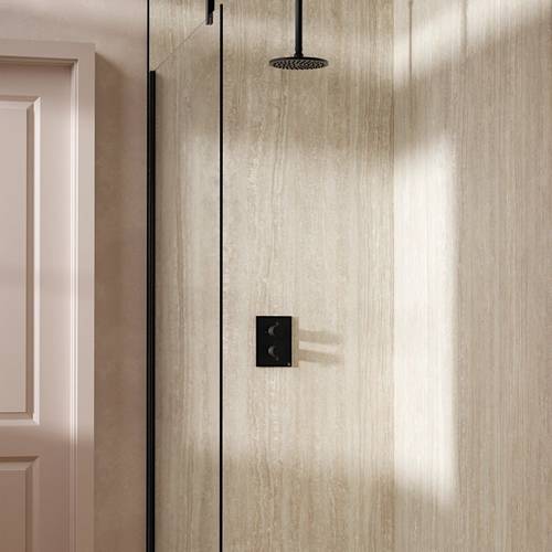Example image of Crosswater MPRO Crossbox Shower Set 1 200mm Head & Ceiling Arm (Matt Black).