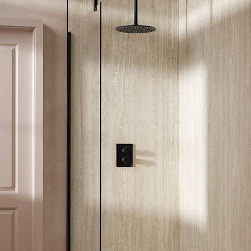 Example image of Crosswater MPRO Crossbox Shower Set 1 300mm Head & Ceiling Arm (Matt Black).