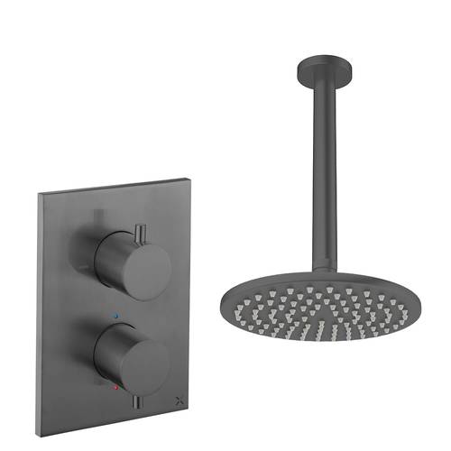Larger image of Crosswater MPRO Crossbox Shower Set 1 200mm Head & Ceiling Arm (Slate).