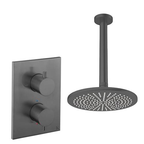 Larger image of Crosswater MPRO Crossbox Shower Set 1 300mm Head & Ceiling Arm (Slate).