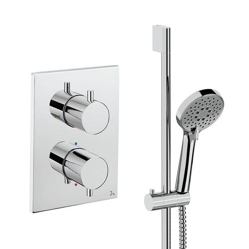 Larger image of Crosswater MPRO Crossbox Shower Set 2 With Slide Rail Kit (Chrome).
