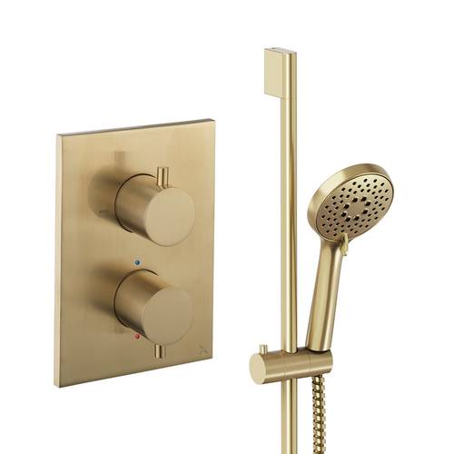 Larger image of Crosswater MPRO Crossbox Shower Set 2 With Slide Rail Kit (Brushed Brass).
