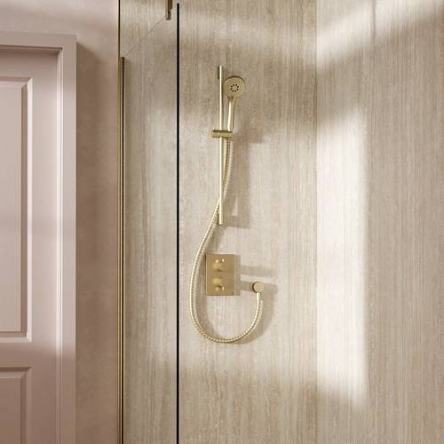 Example image of Crosswater MPRO Crossbox Shower Set 2 With Slide Rail Kit (Brushed Brass).