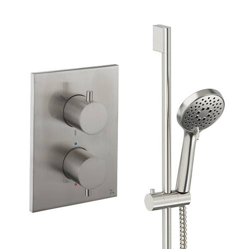 Larger image of Crosswater MPRO Crossbox Shower Set 2 With Slide Rail Kit (Brushed Nickel).