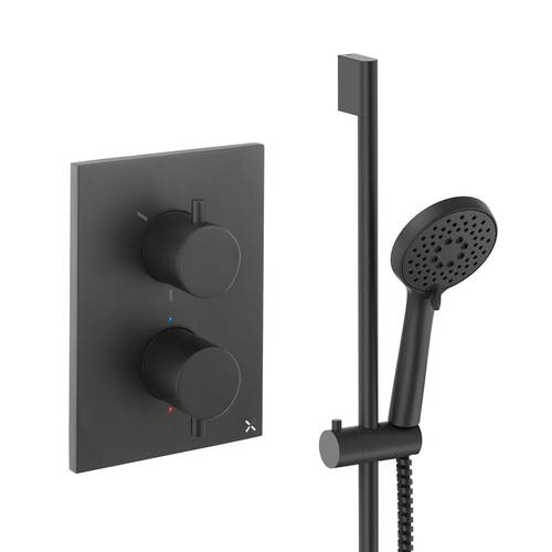 Larger image of Crosswater MPRO Crossbox Shower Set 2 With Slide Rail Kit (Matt Black).