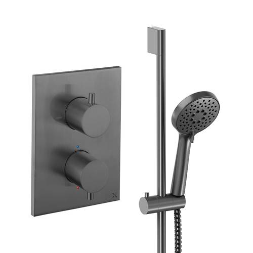 Larger image of Crosswater MPRO Crossbox Shower Set 2 With Slide Rail Kit (Slate).
