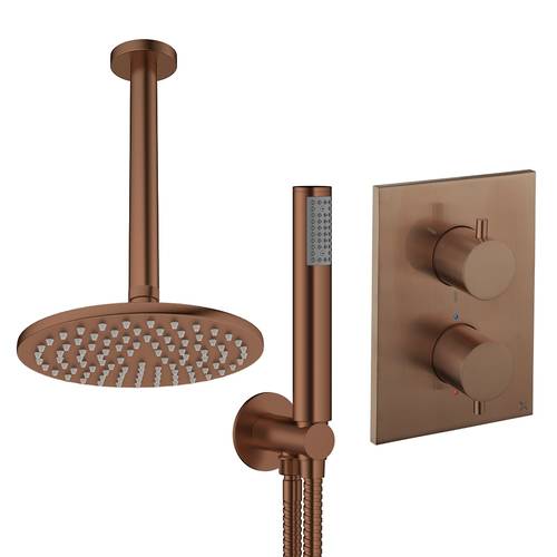 Larger image of Crosswater MPRO Crossbox Shower Set 3 200mm Head & Handset (Brushed Bronze).