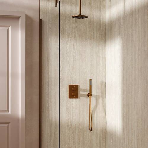 Example image of Crosswater MPRO Crossbox Shower Set 3 200mm Head & Handset (Brushed Bronze).
