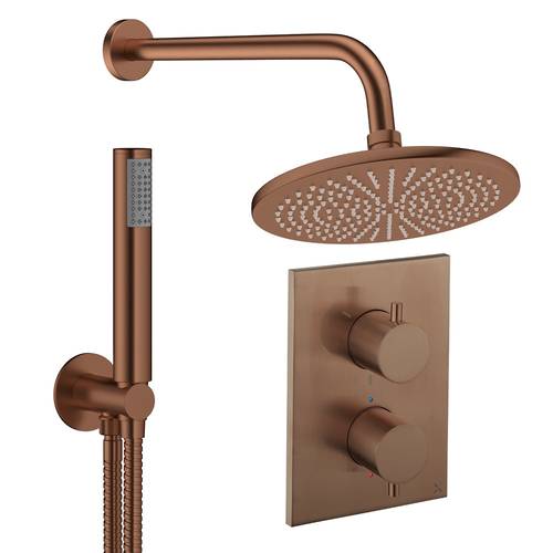 Larger image of Crosswater MPRO Crossbox Shower Set 3 300mm Head & Handset (Brushed Bronze).