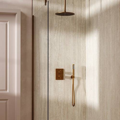 Example image of Crosswater MPRO Crossbox Shower Set 3 300mm Head & Handset (Brushed Bronze).