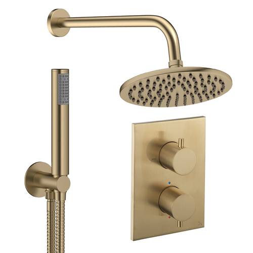 Larger image of Crosswater MPRO Crossbox Shower Set 3 200mm Head & Handset (Brushed Brass).