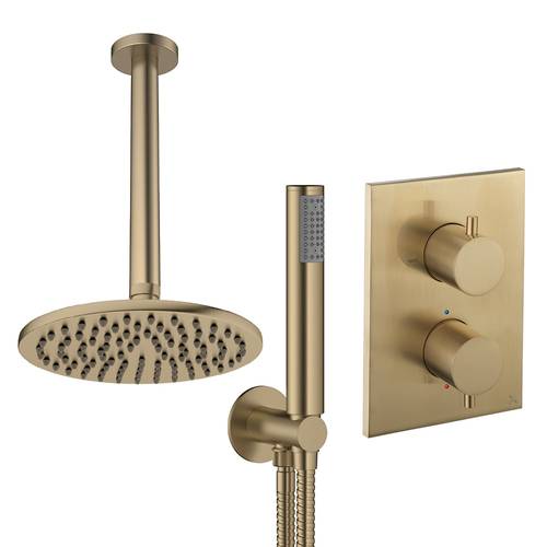 Larger image of Crosswater MPRO Crossbox Shower Set 3 200mm Head & Handset (Brushed Brass).