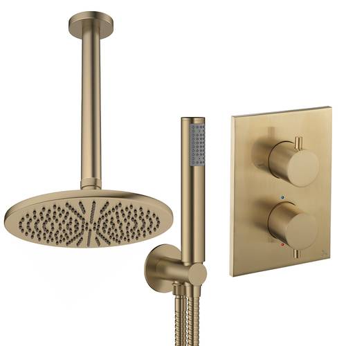 Larger image of Crosswater MPRO Crossbox Shower Set 3 300mm Head & Handset (Brushed Brass).