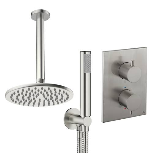 Larger image of Crosswater MPRO Crossbox Shower Set 3 200mm Head & Handset (Brushed Nickel).