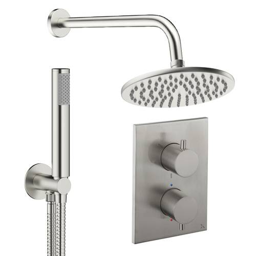 Larger image of Crosswater MPRO Crossbox Shower Set 3 300mm Head & Handset (Brushed Nickel).