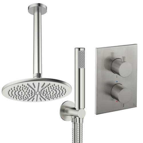 Larger image of Crosswater MPRO Crossbox Shower Set 3 300mm Head & Handset (Brushed Nickel).
