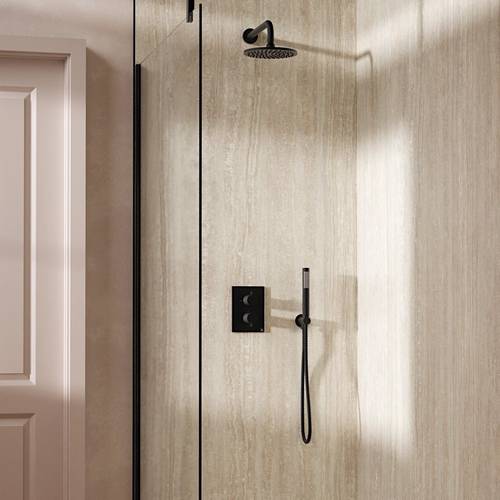 Example image of Crosswater MPRO Crossbox Shower Set 3 200mm Head & Handset (Matt Black).
