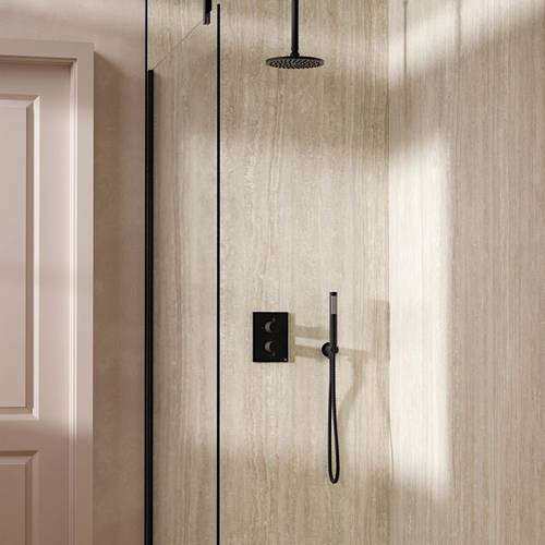 Example image of Crosswater MPRO Crossbox Shower Set 3 200mm Head & Handset (Matt Black).