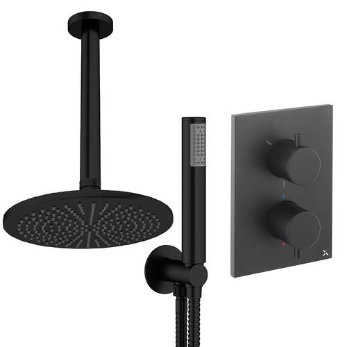 Larger image of Crosswater MPRO Crossbox Shower Set 3 300mm Head & Handset (Matt Black).