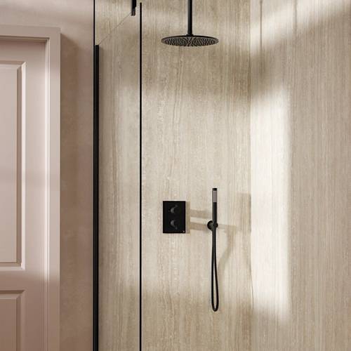 Example image of Crosswater MPRO Crossbox Shower Set 3 300mm Head & Handset (Matt Black).