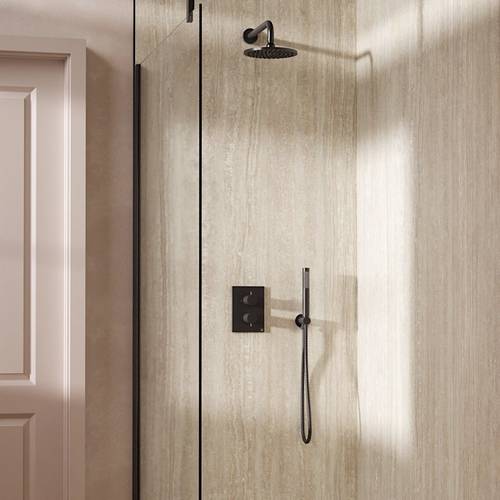 Example image of Crosswater MPRO Crossbox Shower Set 3 200mm Head & Handset (Slate).