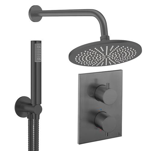 Larger image of Crosswater MPRO Crossbox Shower Set 3 300mm Head & Handset (Slate).