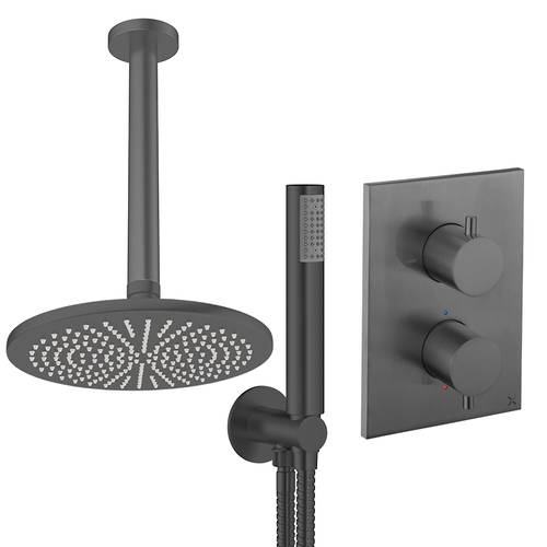 Larger image of Crosswater MPRO Crossbox Shower Set 3 300mm Head & Handset (Slate).